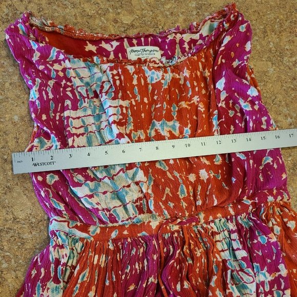 NORM THOMPSON Women's Size Small Boho Maxi Dress Multicolor Ruched Relaxed VTG - Picture 3 of 13